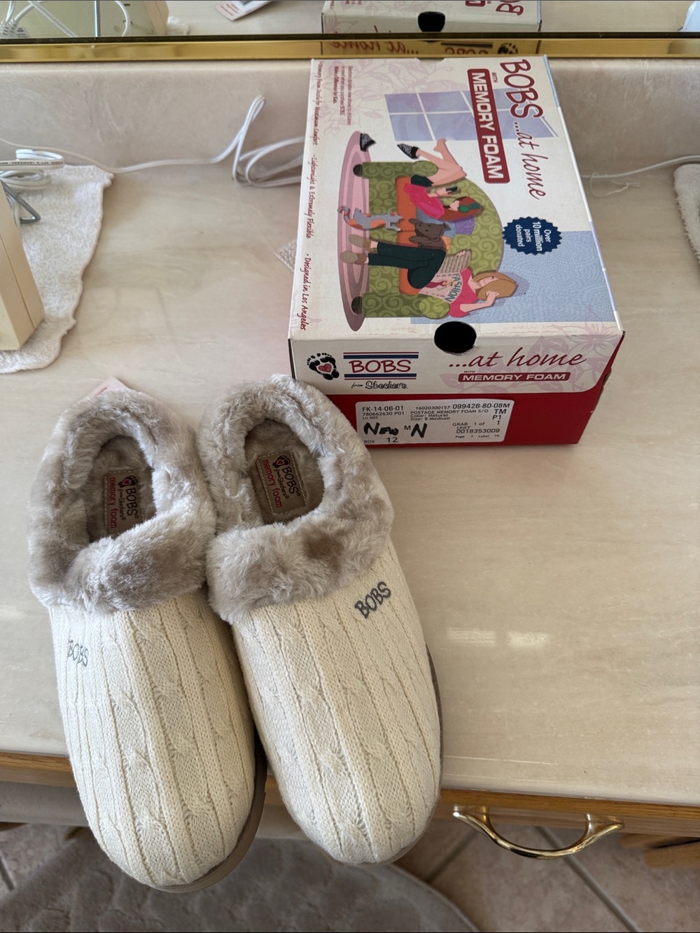 Bob’s memory foam Women's Cream Memory Foam Slippers